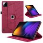 F�r Xiaomi Pad 7 / 7 Pro 360 Grad Baum Motiv Kunstleder Tasche Rot