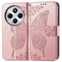 F�r Xiaomi Redmi 14C Kunstleder Book Wallet Schmetterling H�lle Rosa