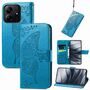 Fr Xiaomi Redmi Note 14 5G Kunstleder Wallet Schmetterling Hlle Blau