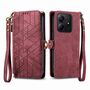 F�r Xiaomi Redmi Note 14 5G Kunstleder Zipper Book Wallet Tasche Rot
