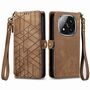 F�r Xiaomi Redmi Note 14 Pro 5G Kunstleder Zipper Wallet Tasche Braun