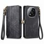 F�r Xiaomi Redmi Note 14 Pro 5G Kunstleder Zipper Book Tasche Schwarz