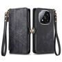 F�r Xiaomi Redmi Note 14 Pro Plus 5G Kunstleder Zipper Tasche Schwarz