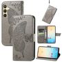 F�r Samsung Galaxy S25 5G Kunstleder Wallet Schmetterling H�lle Grau
