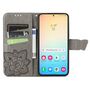 F�r Samsung Galaxy S25 5G Kunstleder Wallet Schmetterling H�lle Grau