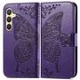 F�r Samsung Galaxy S25 5G Kunstleder Wallet Schmetterling H�lle Lila