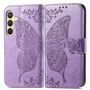 Fr Samsung Galaxy S25 Kunstleder Wallet Schmetterling Hlle H- Lila
