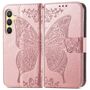 F�r Samsung Galaxy S25 Plus Kunstleder Wallet Schmetterling H�lle Rosa