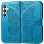 F�r Samsung Galaxy S25 Plus Kunstleder Wallet Schmetterling H�lle Blau