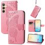 F�r Samsung Galaxy S25 Plus Kunstleder Wallet Schmetterling H�lle Pink