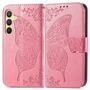 F�r Samsung Galaxy S25 Plus Kunstleder Wallet Schmetterling H�lle Pink