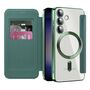 F�r Samsung Galaxy S25 5G Magsafe Kunstleder RFID Schutz H�lle Gr�n