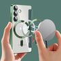 F�r Samsung Galaxy S25 Plus 5G Magsafe Kunstleder Schutz H�lle Gr�n