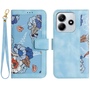 F�r Xiaomi Redmi Note 14 5G Kunstleder Wallet Blumen H�lle Hellblau