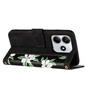 F�r Xiaomi Redmi Note 14 5G Kunstleder Wallet Blumen H�lle Schwarz