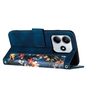 F�r Xiaomi Redmi Note 14 5G Kunstleder Wallet Blumen H�lle Dunkelblau