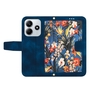 F�r Xiaomi Redmi Note 14 5G Kunstleder Wallet Blumen H�lle Dunkelblau