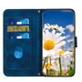 F�r Xiaomi Redmi Note 14 5G Kunstleder Wallet Blumen H�lle Dunkelblau