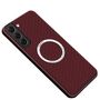 F�r Samsung Galaxy S25 5G MagSafe Design Carbon Textur H�lle Case Rot