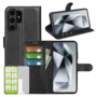 F�r Samsung Galaxy S25 Ultra 5G Kunstleder Wallet Tasche + Hart Glas