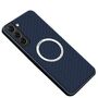 F�r Samsung Galaxy S25 Plus MagSafe Design Carbon Textur H�lle Blau