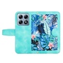 F�r Xiaomi 14T Kunstleder Wallet Blumen Design Handy Tasche H�lle Gr�n