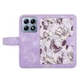 F�r Xiaomi 14T Kunstleder Wallet Blumen Design Handy Tasche H�lle Lila