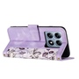 F�r Xiaomi 14T Kunstleder Wallet Blumen Design Handy Tasche H�lle Lila
