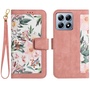 F�r Xiaomi 14T Kunstleder Wallet Blumen Design Handy Tasche H�lle Rosa