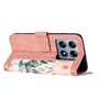 F�r Xiaomi 14T Kunstleder Wallet Blumen Design Handy Tasche H�lle Rosa