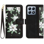 F�r Xiaomi 14T Kunstleder Wallet Blumen Design Tasche H�lle Schwarz