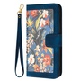 F�r Xiaomi 14T Kunstleder Wallet Blumen Design Tasche H�lle Dunkelblau