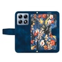F�r Xiaomi 14T Kunstleder Wallet Blumen Design Tasche H�lle Dunkelblau