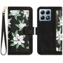 F�r Xiaomi 14T Pro Kunstleder Book Wallet Blumen Tasche H�lle Schwarz