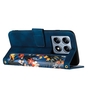 F�r Xiaomi 14T Pro Kunstleder Wallet Blumen Tasche H�lle Dunkelblau