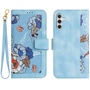 F�r Samsung Galaxy S25 Kunstleder Wallet Blumen Tasche H�lle Hellblau