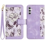 F�r Samsung Galaxy S25 Kunstleder Book Wallet Blumen Tasche H�lle Lila