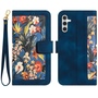 F�r Samsung Galaxy S25 Kunstleder Wallet Blumen Tasche H�lle D- Blau
