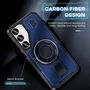 F�r Samsung Galaxy S25 5G Carbonfaser Ringhalter Hybrid TPU H�lle Blau