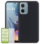 F�r Motorola Moto E15 / Moto G05 Silikon TPU H�lle Schwarz + Hart Glas