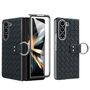 F�r Samsung Galaxy Z Fold6 Gewebte Kunstleder Ring H�lle Case Schwarz