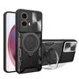 F�r Motorola Moto G85 CD Textur Sliding Kamera TPU H�lle Ring Schwarz