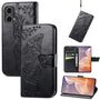 F�r Motorola Moto G85 Kunstleder Schmetterling Wallet H�lle Schwarz