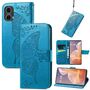 F�r Motorola Moto G85 Kunstleder Schmetterling Book Wallet H�lle Blau