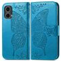 F�r Motorola Moto G85 Kunstleder Schmetterling Book Wallet H�lle Blau