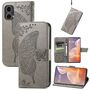 F�r Motorola Moto G85 Kunstleder Schmetterling Book Wallet H�lle Grau