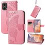 F�r Motorola Moto G85 Kunstleder Schmetterling Book Wallet H�lle Pink