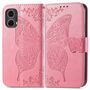 F�r Motorola Moto G85 Kunstleder Schmetterling Book Wallet H�lle Pink