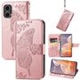 F�r Motorola Moto G85 Kunstleder Schmetterling Book Wallet H�lle Rosa