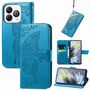 F�r ZTE Blade A75 4G Kunstleder Schmetterling Wallet H�lle Tasche Blau
